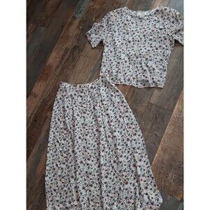 VINTAGE 70'S JHC collectibles womens set 10/12 skirt blouse floral rayon EUC B20